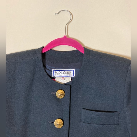 YSL Variation Rare Early 80s Military Style Wool Jacket Size 36 - Picture 2 of 16
